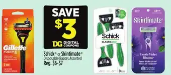 Dollar General Schick or Skintimate Disposable Razors offer