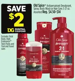 Dollar General Old Spice Antiperspirant Deodorant, Spray, Body Wash or Hair Care offer