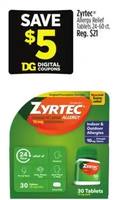 Dollar General Zyrtec Allergy Relief Tablets offer