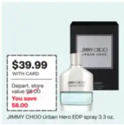 CVS JIMMY CHOO Urban Hero EDP spray 3.3 oz offer