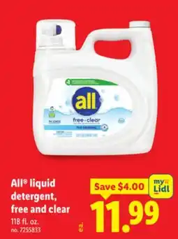 Lidl All liquid detergent, free and clear offer
