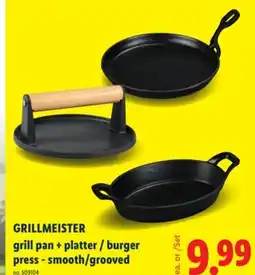 Lidl GRILLMEISTER grill pan + platter / burger press - smooth/grooved offer