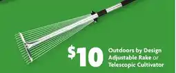 Family Dollar Outdoors by Design Adjustable Rake or Telescopic Cultivator offer