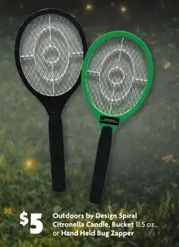 Family Dollar Outdoors by Design Spiral Citronella Candle, Bucket 11.5 oz., or Hand Held Bug Zapper offer