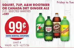 Smart & Final SQUIRT, 7UP, A & W ROOTBEER OR CANADA DRY GINGER ALE offer