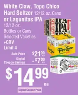 Smart & Final White Claw, Topo Chico Hard Seltzer Lagunitas IPA offer