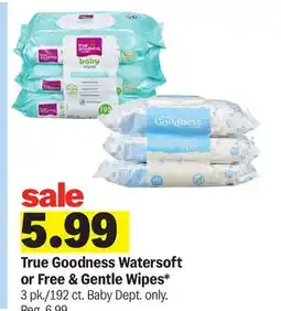 Meijer True Goodness Watersoft or Free & Gentle Wipes offer