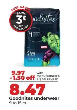 Hy-Vee Goodnites underwear offer