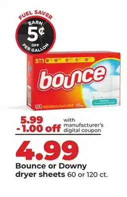 Hy-Vee Bounce or Downy dryer sheets offer