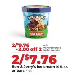 Hy-Vee Ben & Jerry's ice cream 16 fl. oz. or bars 4 ct offer