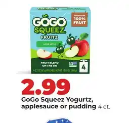 Hy-Vee GoGo Squeez Yogurtz, applesauce or pudding offer