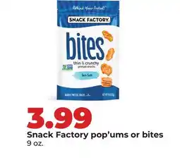 Hy-Vee Snack Factory pop'ums or bites offer