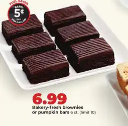 Hy-Vee Bakery-fresh brownies or pumpkin bars offer