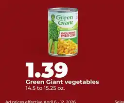 Hy-Vee Green Giant vegetables offer