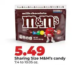 Hy-Vee Sharing Size M & M' s candy offer