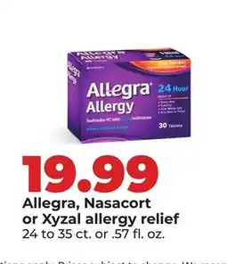 Hy-Vee Allegra, Nasacort or Xyzal allergy relief offer
