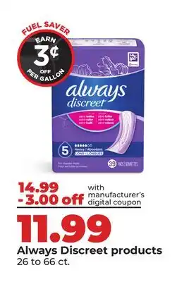 Hy-Vee Always Discreet products offer