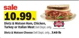 Meijer Dietz & Watson Ham, Chicken, Turkey, or Italian Meat offer
