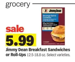Meijer Jimmy Dean Breakfast sandwiches or Roll-Ups offer