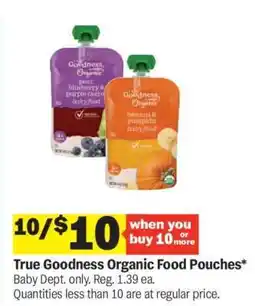 Meijer True Goodness Organic Food Pouches offer