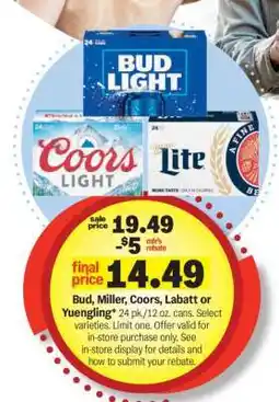 Meijer Bud, Miller, Coors, Labatt or Yuengling offer