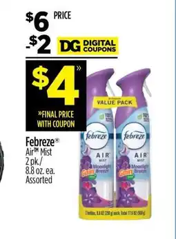 Dollar General Febreze Air Mist 2 pk offer