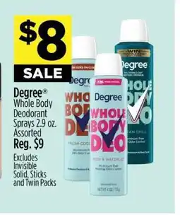 Dollar General Degree Whole Body Deodorant Sprays 2.9 oz. Assorted offer