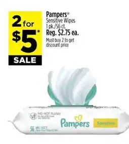 Dollar General Pampers Sensitive Wipes offer