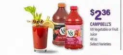 Commissary CAMPBELL'S V8 Vegetable or Fruit Juice offer