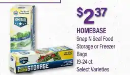 Commissary HOMEBASE Snap N Seal Food Storage or Freezer Bags offer