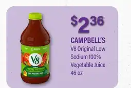 Commissary CAMPBELL'S V8 Original Low Sodium 100% Vegetable Juice offer