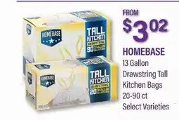 Commissary HOMEBASE 13 Gallon Drawstring Tall Kitchen Bags offer