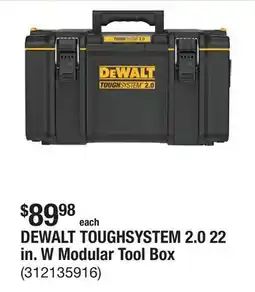 The Home Depot DEWALT TOUGHSYSTEM 2.0 22 in. W Modular Tool Box offer