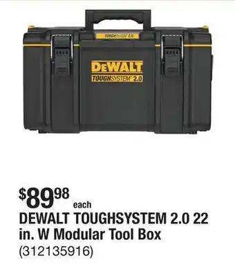 The Home Depot DEWALT TOUGHSYSTEM 2.0 22 in. W Modular Tool Box offer