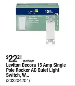 The Home Depot Leviton Decora 15 Amp Single Pole Rocker AC Quiet Light Switch, White (10-Pack) offer