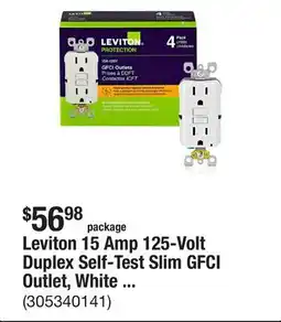 The Home Depot Leviton 15 Amp 125-Volt Duplex Self-Test Slim GFCI Outlet, White (4-Pack) GFNT1-4W offer