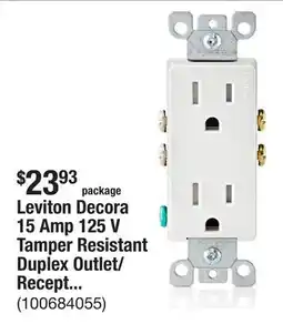 The Home Depot Leviton Decora 15 Amp 125 V Tamper Resistant Duplex Outlet/Receptacle, White (10-Pack) T5325-WMP offer