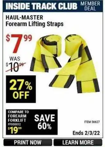 Harbor Freight Tools Haul-master Forearm Lifting Straps offer