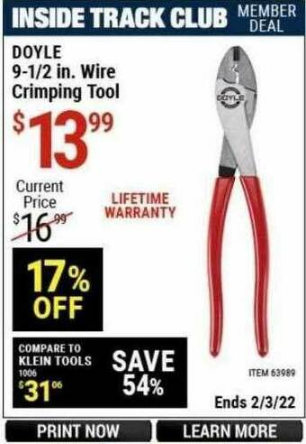 Harbor Freight Tools Doyle 9-1 2 In Wire Crimping Tool offer