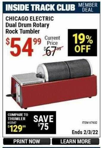 Harbor Freight Tools Chicago Electric Dual Drum Rotary Rock Tumbler offer