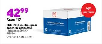 Staples Tru Red Multipurpose Paper 10-ream Case offer