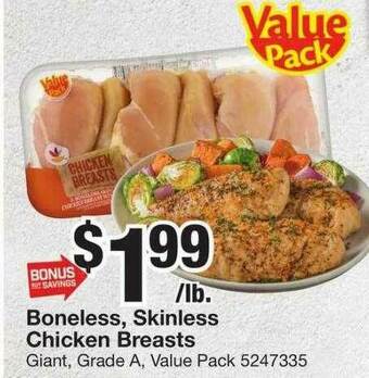 Giant Food Boneless, Skinless Chicken Breasts offer