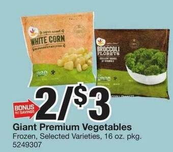 Giant Food Giant Premium Vegetables offer