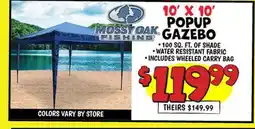 Ollie's MOSSY OAK 10' X 10' POPUP GAZEBO offer