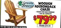 Ollie's Sarasota Breeze WOODEN ADIRONDACK CHAIR offer