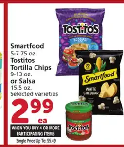 Vons Smartfood 5-7.75 oz. Tostitos Tortilla Chips 9-13 oz. or Salsa 15.5 oz offer