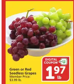 Vons Green or Red Seedless Grapes offer