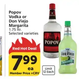 Albertsons Popov Vodka or Don Viejo Margarita offer