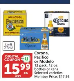 Albertsons Corona, Pacifico or Modelo offer