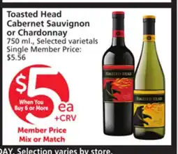 Albertsons Toasted Head Cabernet Sauvignon or Chardonnay offer